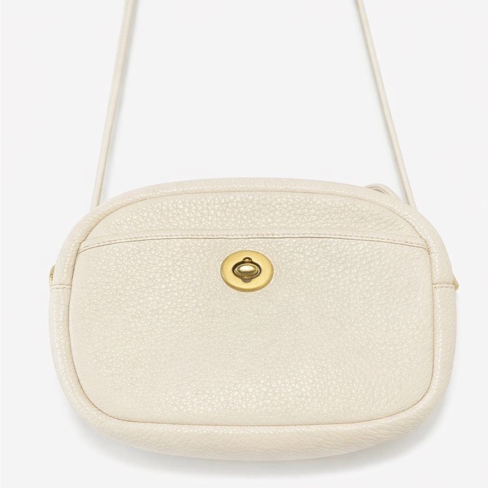 Elegant Cream Coach  Leather Crossbody Bag